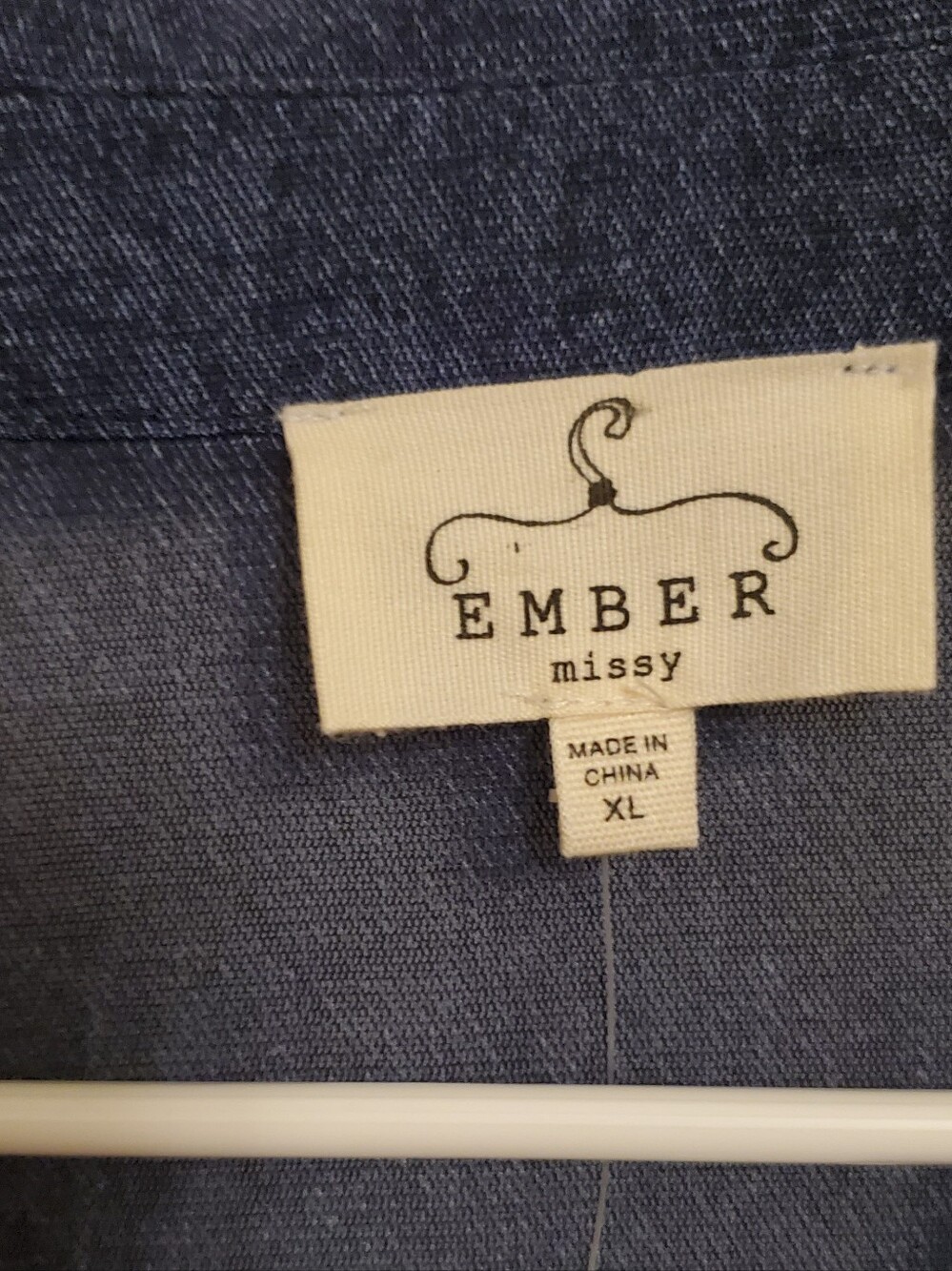 Ember Missy Indigo Semi Sheer Button-Up Shirt Size XL - Picture 2 of 7